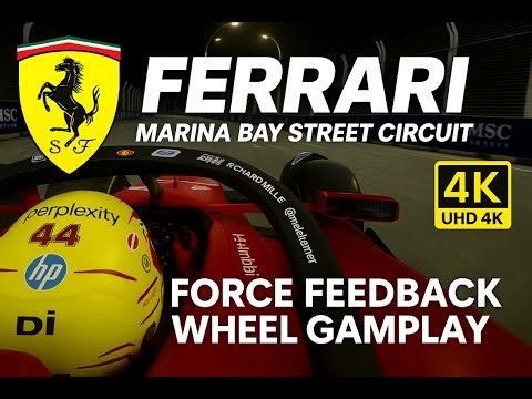Ferrari F1 2025 | Marina Bay Street Circuit | Force Feedback Wheel Gameplay [4K UHD]