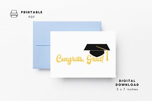 Printable Graduation Card: Congrats Grad Design (PDF)
