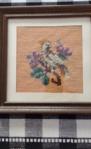 Vintage Framed Bird Needlepoint Wall Art Square Wood Frame/vintage Hand-stitched Bird on Branch/vintage Gallery Wall Needlework - Etsy