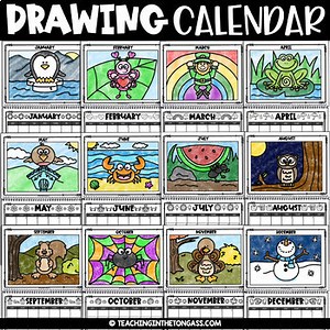 Calendar Editable 2025 2026 Directed Drawing Winter Spring Summer Fall