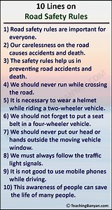 10 Lines on Road Safety Rules﻿ for Children and Students of Class 1, 2, 3, 4, 5, 6