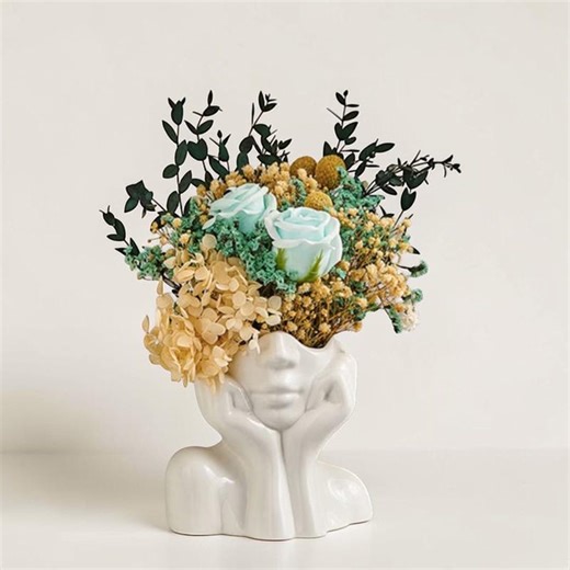 White Ceramic Body Vase – Nordic Human Figure Art Flower Vase Decor