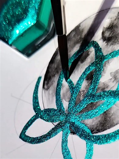 Calming Lotus flower painting process 🪷🌑✨ #watercolor #satisfying #glitter #drawing #arttok sparkle | dazzling | creative | sparkling | metallic watercolor | aesthetic | pretty | magical | magic | relaxing | soothing | satisfying | visual asmr | cosmic | moon | tattoo inspiration design