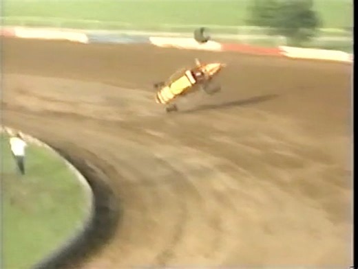 Michael Lewis sends his USAC Racing Silver Crown car into turn one at Terre Haute Action Track when everything goes wrong. An absolute yard sale of a crash. This bail was over 20 years ago and happy to say he survived and lived to race another day. Not to mention win some big races. | Jackslashtv