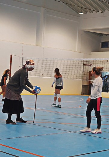 Grandma Hits the Volleyball Court for Fun