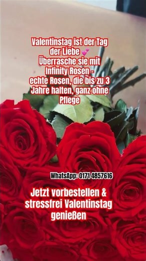 Valentinstag ohne Stress Rosen Box jetzt vorbestellen Begrenzte Plätze verfügbar“