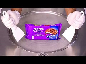 How to Make MILKA & OREO COOKIE SENSATIONS Ice Cream Rolls | ASMR (no talking)