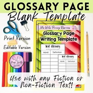 Blank Glossary Template | Vocabulary Development Activity | Editable Version