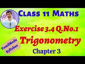 Class 11 Maths | Exercise 3.4 Q.No.1 Trigonometry Chapter 3 | New Syllabus | Tamil Nadu Syllabus