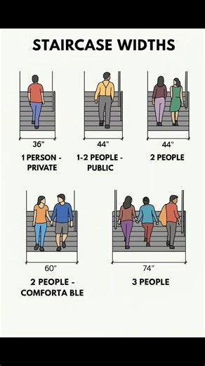 Basic Knowledge for Civil Engineering | Staircase Width | #Shorts #Construction #Stair | Road & Building Works