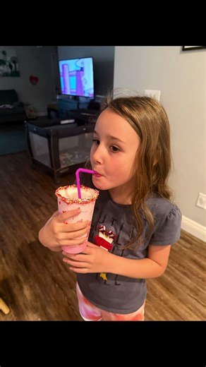 We made a dirty soda or pink drink whatever you wanna call it! Mixed sprite, with cherry flavored coconut water, then added birthday cake coffee creamer. I also dipped the rims in frosting and then dye free sprinkles. They loved it!