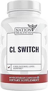 NATION HEALTH MD CL Switch – Heart Wellness Supplement – Supports Healthy Cholesterol Levels & Blood Pressure Already in Normal Range* – with Citrus Bergamot, Berberine, Red Yeast Rice – 60 Capsules