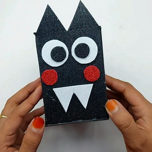 2.9K views · 108 reactions | Watch how to make a bat box step by step. DIY glitter foam bat making 驪 | Creative Art & Craft Ideas | Facebook