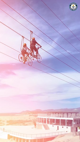 Riding on the world's longest bicycle zip wire