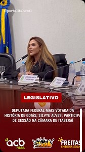 A deputada federal Silvye Alves (UB), recordista de votos na história de Goiás, esteve em Itaberaí nesta quarta-feira (13) para participar da quarta sessão da Câmara Municipal. Sua presença atendeu a um convite da pastora Jozina (UB), também integrante do partido União Brasil. Durante a sessão, Silvye Alves abordou temas de interesse da comunidade e destacou a importância do diálogo entre o legislativo municipal e federal para o desenvolvimento da região. Se mostrou a disposição para novas emend