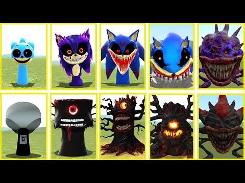 ALL SONIC EXE VS TREE CURSED FAMILY FORMS – SIZE COMPARISON & POWER RANKING | GMOD
