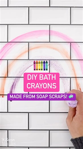 SOAP CRAYONS 🧼🖍 Squeaky-clean fun!! These DIY bath crayons are an awesome way to use up old bits of soap. Since they’re made with soap, they wash right off the tub and walls! #kidsactivities #artsandcraftsforkids #recycledart | The Soccer Mom Blog - Positive Inspiration for Moms