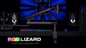 IXTECH RGB Low Profile Boom Arm for Mic, Adjustable Microphone Arm Stand with Desk Mount Clamp, Rotatable Microphone Boom Arm Mic Stand with Cable Management for Podcast Streaming Gaming Studio.