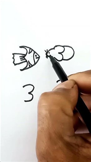 Easy drawing ideas from number 3 #shorts #viral #drawing #art