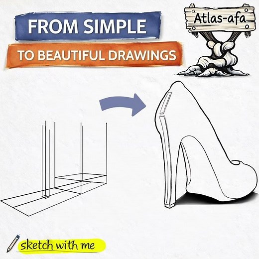 High Heels Drawing Made Easy | Simple Shapes for Beginners