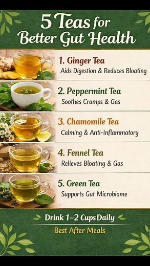 5 Teas for Better Gut Health 🌿 | Reduce Bloating & Improve Digestion Naturally