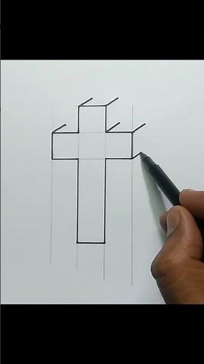How to Draw 3D Cross ✝