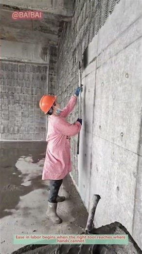 Construction Hack🦀 | Smart Pole Net Method for Fast Wall Plastering