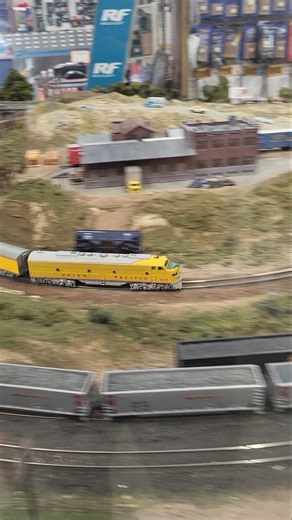 N scale Kato UP passenger train flying around store layout #train #unionpacific #nscale #modeltrains