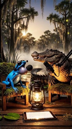 “Frog vs Gator: Swamp Podcast Exposes the Truth 🐸🐊🎙️ | Comedy Short #Shorts”