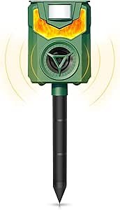 Ultrasonic Animal Repellent – Solar Animal Repeller with Motion Sensor LED Light – Animal Deterrent for Outdoor, Garden -Waterproof Animal Repellent for Raccoon,Skunk,Dog,Cat,Squirrel,Rabbit and Deer