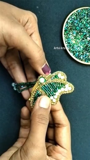 Artful Arts Abi | DIY Aari work without needle Butterfly Clip #reels #diy #crafts #artfulartsabi #viralreels #homedecor #trending #butterfly #clips #hairclip | Instagram
