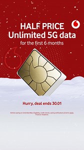 164K views | In the Vodafone Big Winter Sale, get Unlimited 5G data half price for the first six months of your contract. | Vodafone UK | Facebook