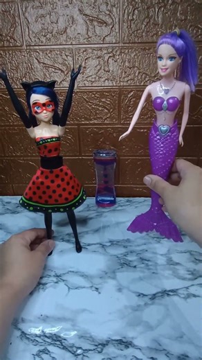 CUTE PURPLE MERMAID 🟣 AND TRANSFORMING LADYBUG #disneycharacter #miraculousladybug