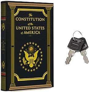 Fake Book Box - Small Safe Box with Key Lock - Hidden Safe in Plain Sight - Diversion Safes - Secret Safes (Constitution) (Large)
