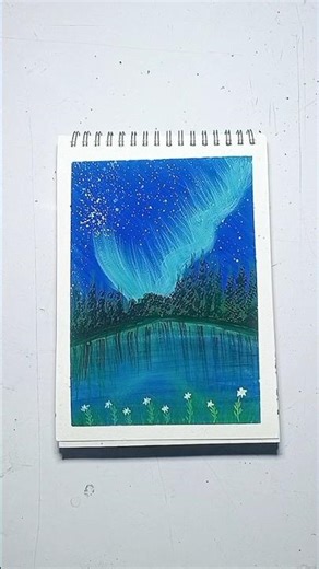 This Aurora Painting Trick Actually Works #acrylicpainting #northernlights #arttutorial