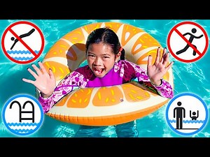 Emma and Ellie Kids Stories about Pool and Summer Rules - Videos For Kids