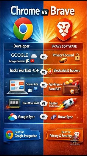 Chrome VS Brave 🔥 Which Browser Is Better in 2026? #shorts #googlechrome #bravebrowser #fyp #edit