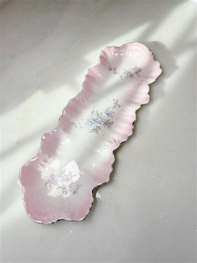 Antique Pink Victorian Porcelain Vanity Dish or Serving Dish W Pink Rim, Ruffled Edges, and a Floral Motif Botanical Prussia Germany China - Etsy