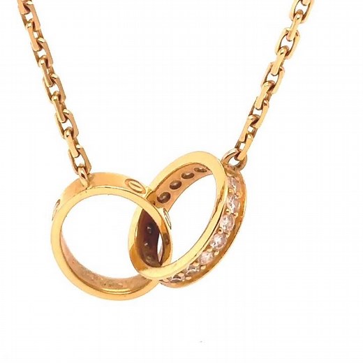 Cartier 18ct Yellow Gold LOVE Semi-Pavé Diamond Necklace 0.22ct 6.58g