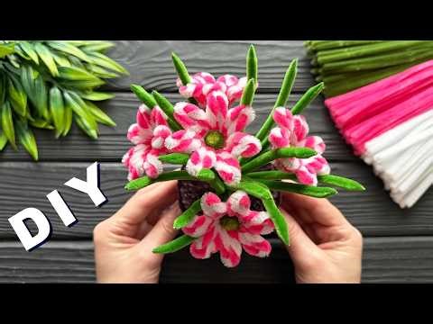 DIY Craft Ideas! How to Make Flowers basket from Chenille Stems Pipe Cleaner Flowers Ideas