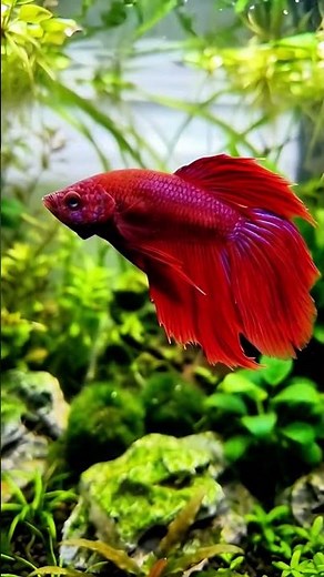 Stunning Red Betta Fish in Aquarium – Macro Close-Up Beauty 🐟🔥