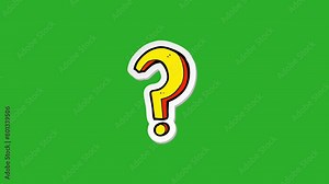 Animated symbol of question mark on greenscreen. Vector illustration isolated on a green screen background.