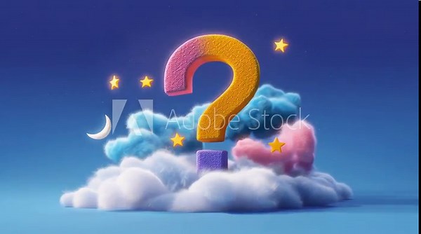 Any questions animation with clouds stars and question mark in sky scene Stock Video