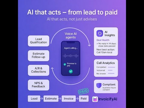 InvoicifyAI Demo | AI Voice Agents + CRM That Take You From Lead to Paid