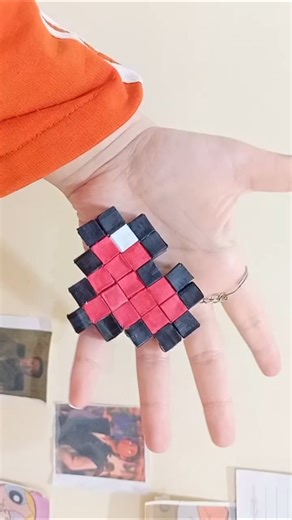 DIY Minecraft heart keychain💕 from paper📜 #diy #homemadepapercraft #foryou #art