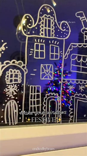 ❄️ Festive Winter Windows ❄️ —————————————————— 🔗 Template link in bio 🔗 Have you ever tried your hand a window decorating? I love drawing festive scenes on our living room windows and last year I created a template for you to use too! Simply print the images from the link in my bio and you’re ready to get creative! Stick my hand drawn illustrations onto the outside of your window and trace the design onto the inside. I used our trusty chalk markers. You could create your own twist, adding sno