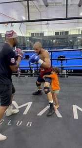 The latest method in high performance, elite level training - keeping your form & technique while a toddler is attached to your leg. | Chris Eubank Jr