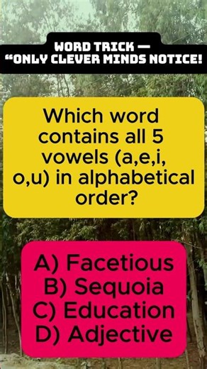 Word with All Vowels in Order 🔤 | Vocabulary Puzzle | IQ VistaX #iqvistax #WordPuzzle #vocabulary