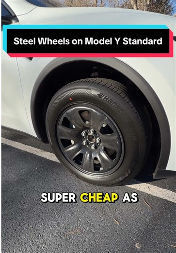 The Model Y Standard has steelies included 😳😅 #tesla #modelystandard #teslatok #modely #steelies