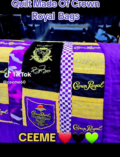 #CEEME❤️🖤💚 Quilt made of crown royal bags....